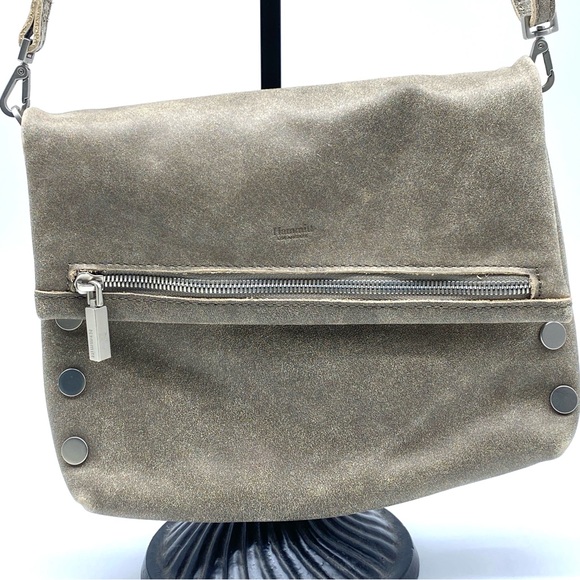HAMMITT LOS ANGELES VIP MED PEWTER GREY  ZIP CROSSBODY Leather Clutch BAG Medium - Picture 2 of 8